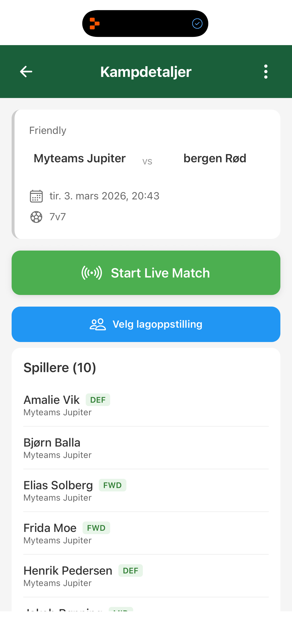 Match detail