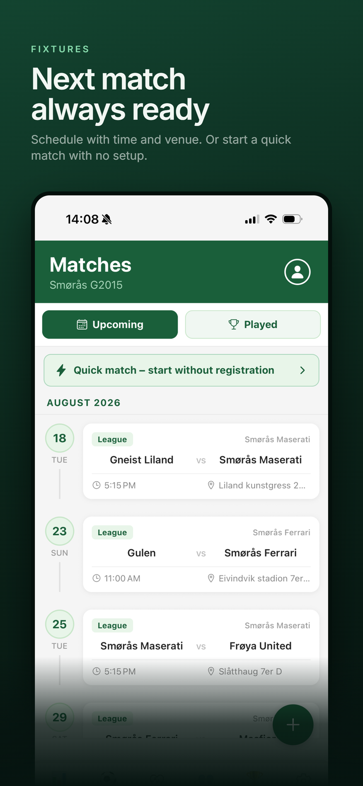 Next match always ready