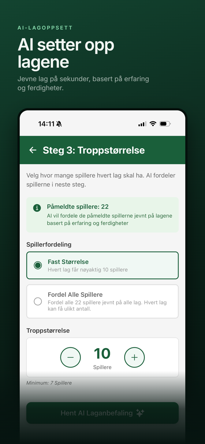 AI setter opp lagene